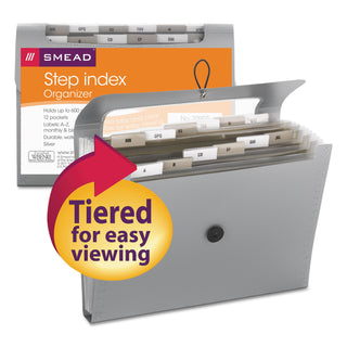 Smead™ Step Index Organizer, 12 Sections, 1/6-Cut Tab, Letter Size, Silver (SMD70903) (SMD70903)