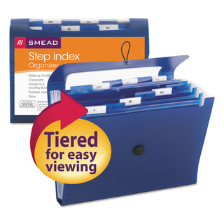 Smead™ Step Index Organizer, 12 Sections, 1/6-Cut Tab, Letter Size, Navy (SMD70902)