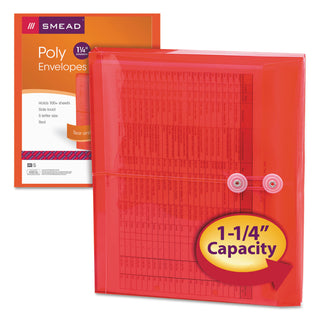 Smead™ Poly String & Button Interoffice Envelopes, String & Button Closure, 9.75 x 11.63, Transparent Red, 5/Pack (SMD89527)