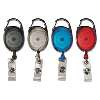 Advantus Carabiner-Style Retractable ID Card Reel, 30" Extension, Assorted, 20/Pack (AVT75552)