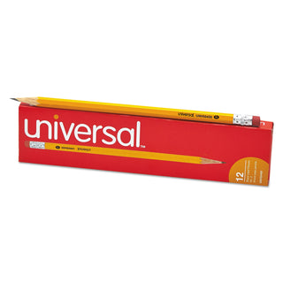 Universal® #2 Woodcase Pencil, HB (#2), Black Lead, Yellow Barrel, Dozen (UNV55400)