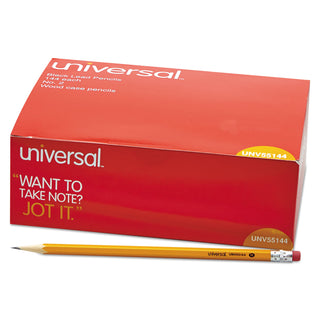 Universal® #2 Woodcase Pencil, HB (#2), Black Lead, Yellow Barrel, 144/Box (UNV55144)