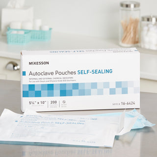 McKesson Sterilization Pouch Ethylene Oxide (EO) Gas / Steam 5-1/4 X 10 Inch Transparent Blue / White Self Seal Paper / Film (960944_CS)