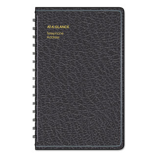 AT-A-GLANCE® Telephone/Address Book, 4.78 x 8, Black Simulated Leather, 100 Sheets (AAG8001105)