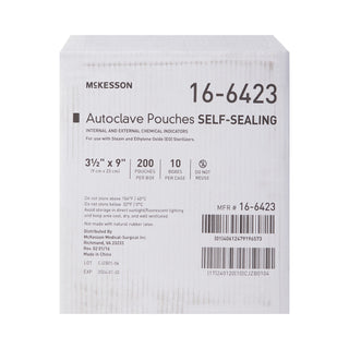 McKesson Sterilization Pouch Ethylene Oxide (EO) Gas / Steam 3-1/2 X 9 Inch Transparent Blue / White Self Seal Paper / Film (960943_BX)