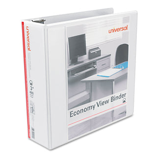 Universal® Economy Round Ring View Binder, 3 Rings, 3" Capacity, 11" x 8.5", White (UNV20992)