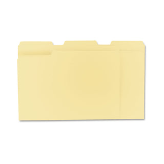 Universal® Top Tab Manila File Folders, 1/3-Cut Tabs, Assorted Positions, Letter Size, 11 pt. Manila, 100/Box (UNV12113)