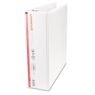 Universal® Economy Round Ring View Binder, 3 Rings, 3" Capacity, 11" x 8.5", White (UNV20992)
