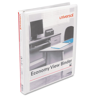 Universal® Economy Round Ring View Binder, 3 Rings, 0.5" Capacity, 11 x 8.5, White (UNV20952)