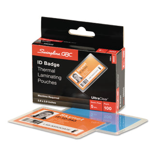 GBC® UltraClear Thermal Laminating Pouches, 5 mil, 3.88" x 2.63", Gloss Clear, 100/Box (GBC56005)