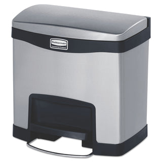 Rubbermaid® Commercial Slim Jim Stainless Steel Step-On Container, Front Step Style, 4 gal, Stainless Steel, Black (RCP1901982)