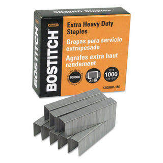 Bostitch® Heavy-Duty Premium Staples, 0.88" Leg, 0.5" Crown, Steel, 1,000/Box (BOSSB38HD1M)