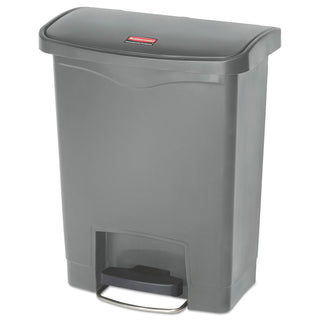 Rubbermaid® Commercial Slim Jim Streamline Resin Step-On Container, Front Step Style, 8 gal, Polyethylene, Gray (RCP1883600)