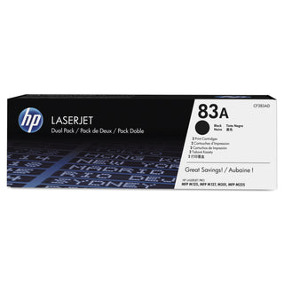 HP 83A, (CF283A-D) 2-pack Black Original LaserJet Toner Cartridges (HEWCF283AD)