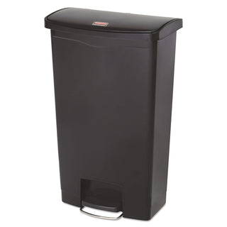 Rubbermaid® Commercial Slim Jim Streamline Resin Step-On Container, Front Step Style, 18 gal, Polyethylene, Black (RCP1883613)