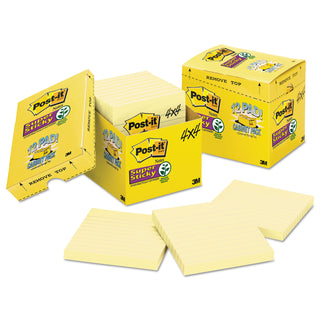 Post-it® Pads in Canary Yellow, Cabinet Pack, Note Ruled, 4" x 4", 90 Sheets/Pad, 12 Pads/Pack (MMM67512SSCP)