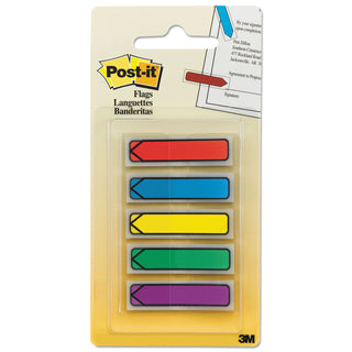 Post-it® Arrow 1/2" Page Flags, Blue/Green/Purple/Red/Yellow, 20/Color, 100/Pack (MMM684ARR1)
