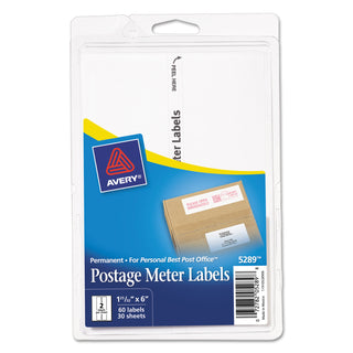 Avery® Postage Meter Labels for Personal Post Office, 1.78 x 6, White, 2/Sheet, 30 Sheets/Pack (AVE05289)