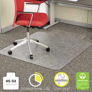deflecto® EconoMat Occasional Use Chair Mat for Low Pile Carpet, 45 x 53, Wide Lipped, Clear (DEFCM11232)