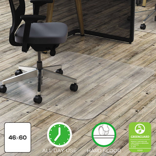 deflecto® Polycarbonate All Day Use Chair Mat - Hard Floors, 46 x 60, Rectangle, Clear (DEFCM21442FPC)