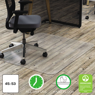 deflecto® Polycarbonate All Day Use Chair Mat - Hard Floors, 45 x 53, Rectangle, Clear (DEFCM21242PC)