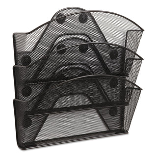 Safco® Onyx Magnetic Mesh Panel Accessories, 3 File Pocket, 13 x 4 1/3 x 13 1/2. Black (SAF4175BL)