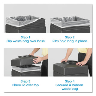 Safco® Square Plastic Outdoor Trash Can, 38 Gallon, Black (SAF9476BL)