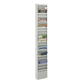 Safco® Steel Magazine Rack, 23 Compartments, 10w x 4d x 65.5h, Gray (SAF4322GR)
