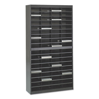 Safco® Steel/Fiberboard E-Z Stor Sorter, 72 Sections, 37 1/2 x 12 3/4 x 71, Black (SAF9241BLR)