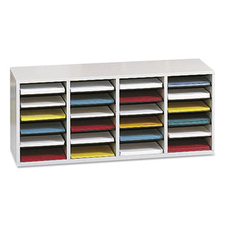Safco® Wood/Laminate Literature Sorter, 24 Sections, 39 1/4 x 11 3/4 x 16 3/8, Gray (SAF9423GR)