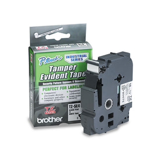 Brother TZ Security Tape Cartridge for P-Touch Labelers, 0.7" x 26.2 ft, Black on White (BRTTZESE4)