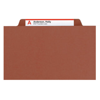 Smead™ 100% Recycled Pressboard Classification Folders, 2 Dividers, Legal Size, Red, 10/Box (SMD19023)
