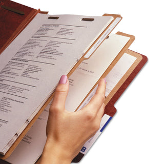 Smead™ 100% Recycled Pressboard Classification Folders, 3 Dividers, Letter Size, Red, 10/Box (SMD14099)