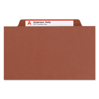 Smead™ 100% Recycled Pressboard Classification Folders, 3 Dividers, Legal Size, Red, 10/Box (SMD19099)