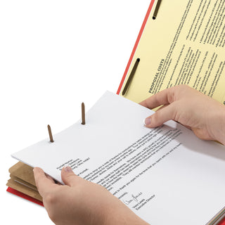 Smead™ Eight-Section Pressboard Top Tab Classification Folders with SafeSHIELD Fasteners, 3 Dividers, Legal Size, Bright Red, 10/Box (SMD19095)
