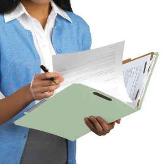 Smead™ 100% Recycled Pressboard Classification Folders, 3 Dividers, Legal Size, Gray-Green, 10/Box (SMD19093)