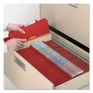 Smead™ Eight-Section Pressboard Top Tab Classification Folders with SafeSHIELD Fasteners, 3 Dividers, Legal Size, Bright Red, 10/Box (SMD19095)
