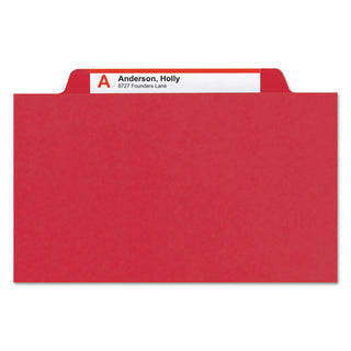 Smead™ Eight-Section Pressboard Top Tab Classification Folders with SafeSHIELD Fasteners, 3 Dividers, Legal Size, Bright Red, 10/Box (SMD19095)