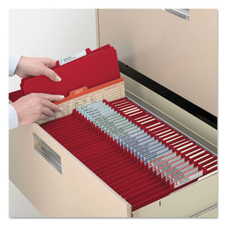Smead™ Colored Top Tab Classification Folders, 2 Dividers, Letter Size, Red, 10/Box (SMD14003)