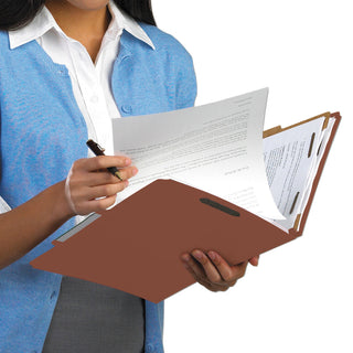 Smead™ 100% Recycled Pressboard Classification Folders, 3 Dividers, Legal Size, Red, 10/Box (SMD19099)