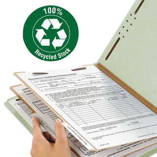 Smead™ 100% Recycled Pressboard Classification Folders, 2 Dividers, Legal Size, Gray-Green, 10/Box (SMD19022)