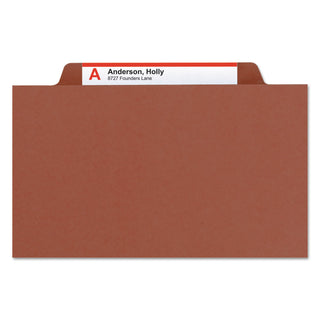 Smead™ 100% Recycled Pressboard Classification Folders, 2 Dividers, Letter Size, Red, 10/Box (SMD14024)