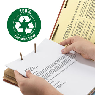 Smead™ 100% Recycled Pressboard Classification Folders, 3 Dividers, Legal Size, Red, 10/Box (SMD19099)