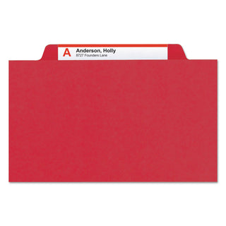 Smead™ 6-Section Pressboard Top Tab Pocket-Style Classification Folders with SafeSHIELD Fasteners, 2 Dividers, Legal, Red, 10/BX (SMD19082)