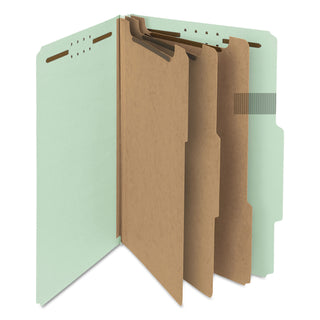 Smead™ 100% Recycled Pressboard Classification Folders, 3 Dividers, Legal Size, Gray-Green, 10/Box (SMD19093)