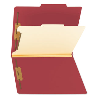 Smead™ Colored Top Tab Classification Folders, 1 Divider, Letter Size, Red, 10/Box (SMD13703)