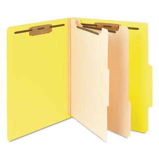Smead™ Colored Top Tab Classification Folders, 2 Dividers, Letter Size, Yellow, 10/Box (SMD14004)
