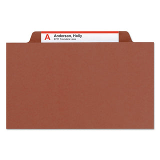 Smead™ 100% Recycled Pressboard Classification Folders, 1 Divider, Letter Size, Red, 10/Box (SMD13724)
