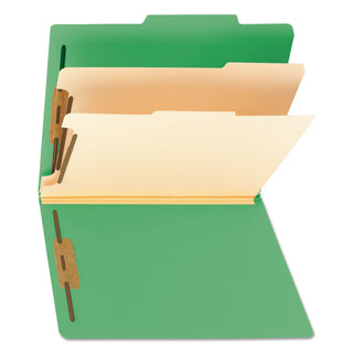 Smead™ Colored Top Tab Classification Folders, 2 Dividers, Letter Size, Green, 10/Box (SMD14002)