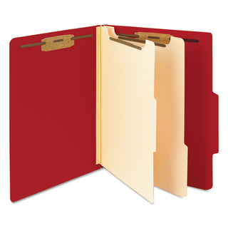 Smead™ Colored Top Tab Classification Folders, 2 Dividers, Letter Size, Red, 10/Box (SMD14003)